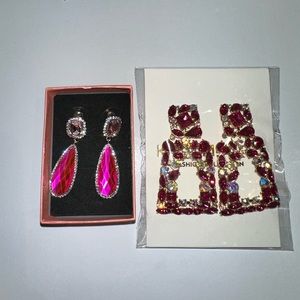 Two Pairs of Sparkly Dangle Earrings